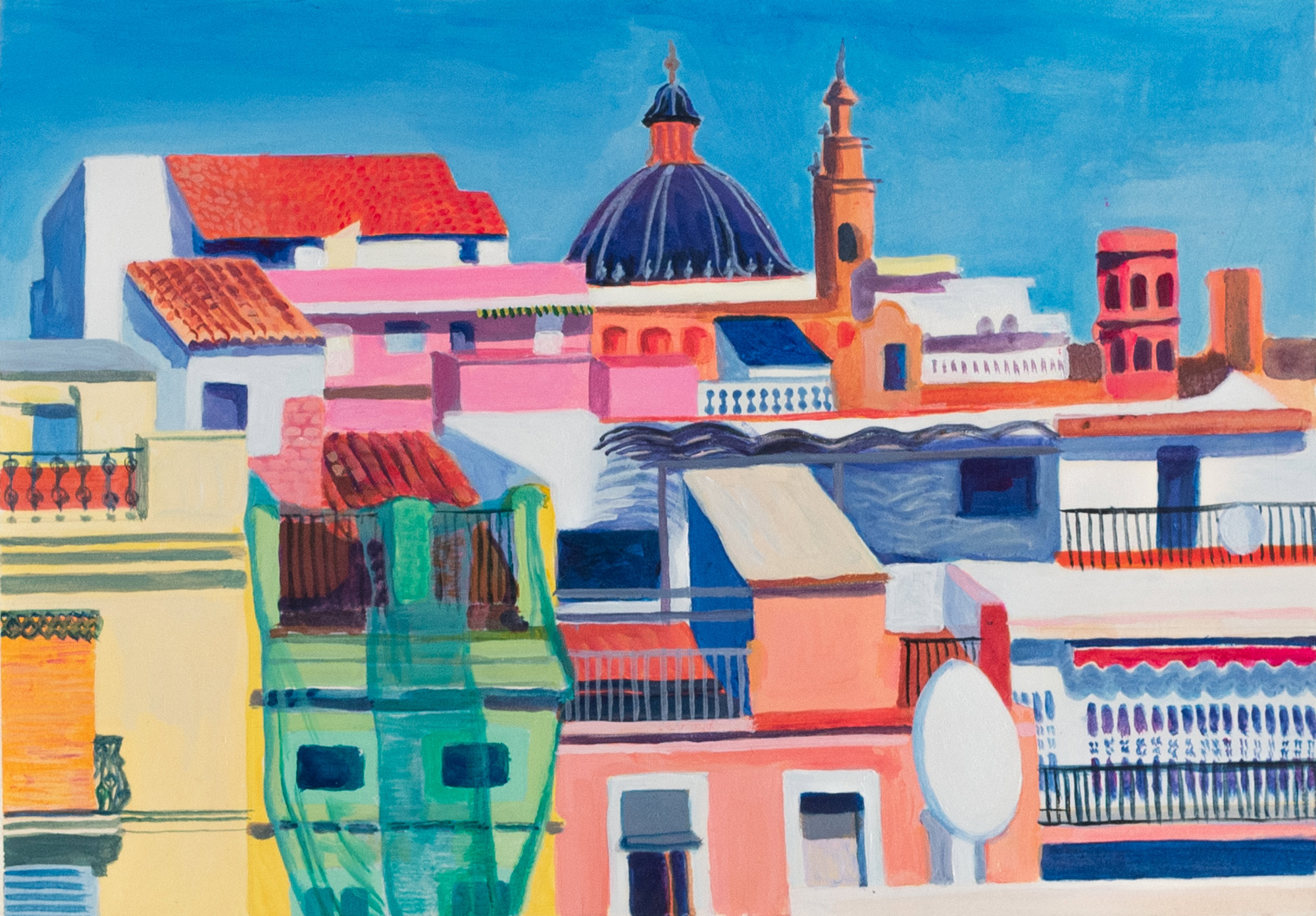 Painting of Valencia Rooftops