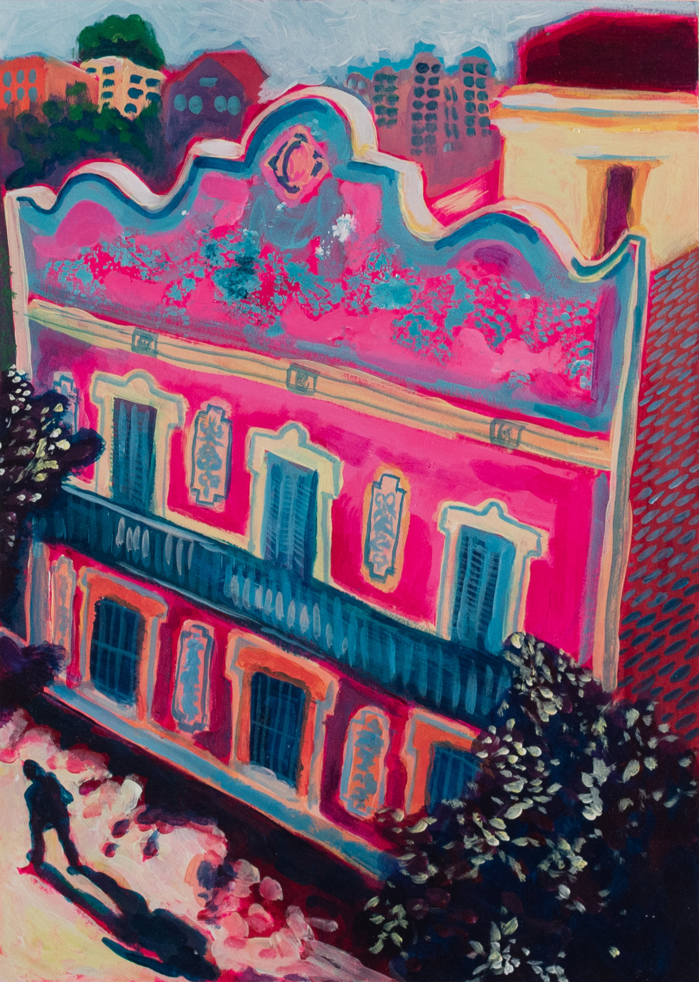 Painting of The Pink Building