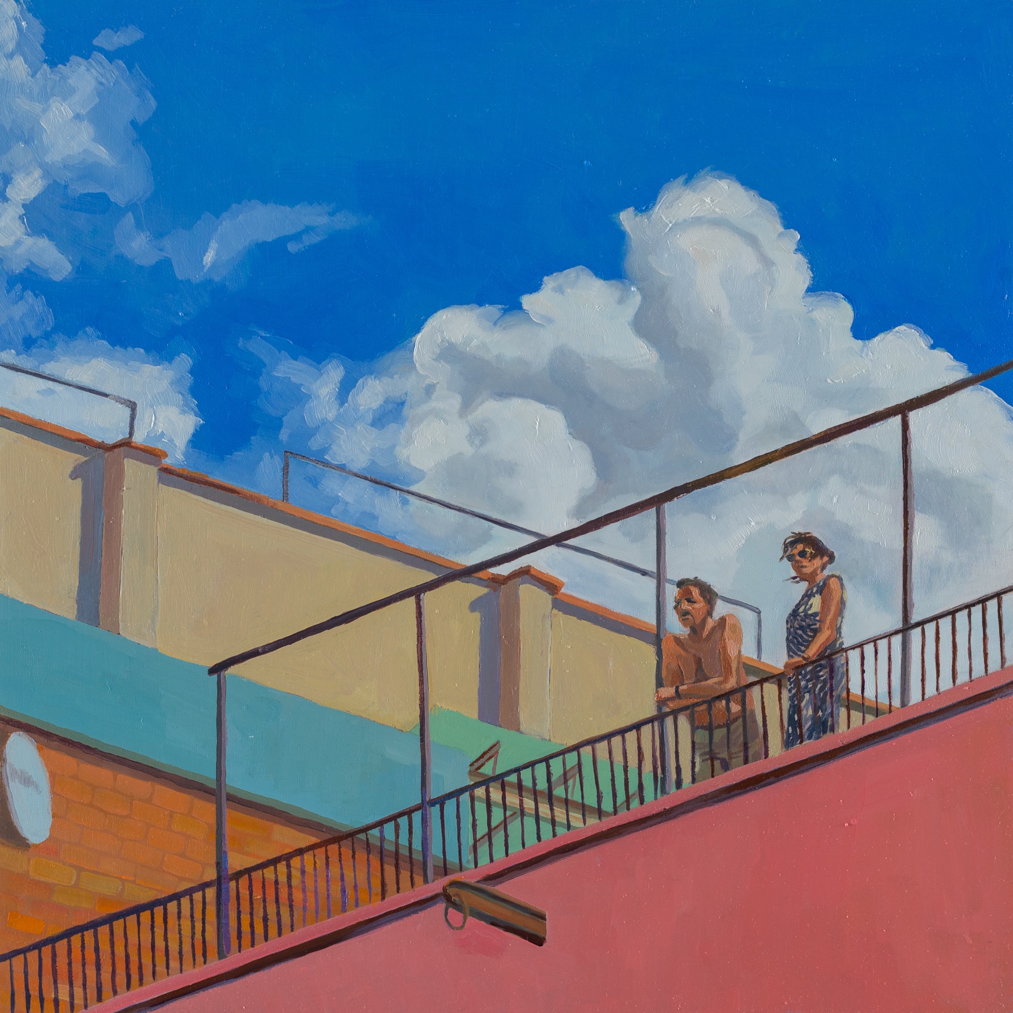 Painting of People on the Roof